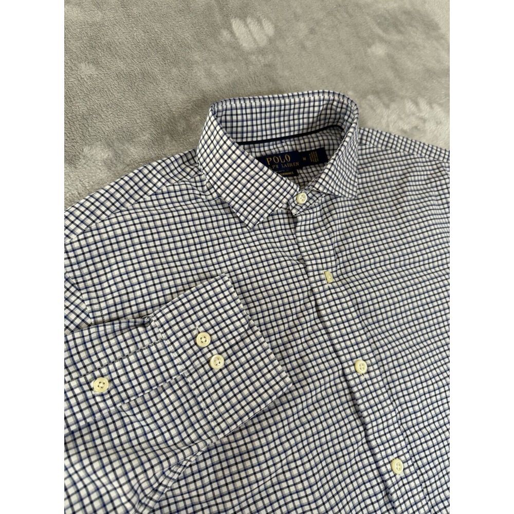Polo Ralph Lauren Shirt Mens Medium Check Button‎ Up Performance Logo